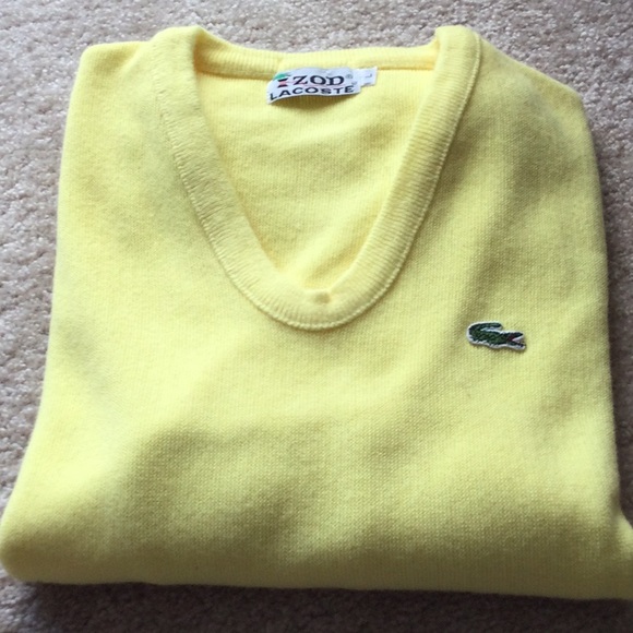 Lacoste Sweaters - Vintage Yellow Lacoste V Neck Sweater